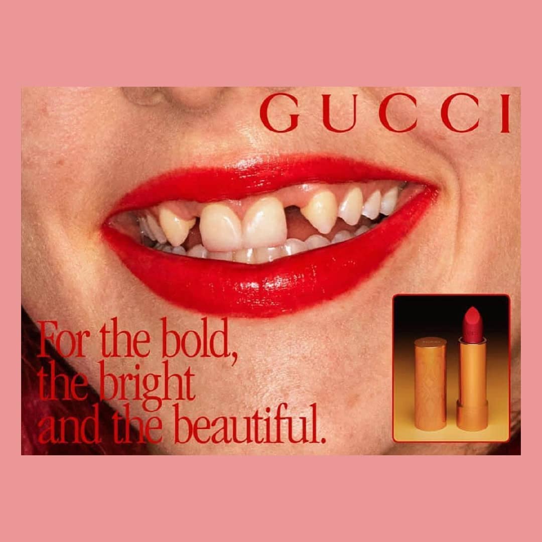 THIS ️Campaign shot by Martin Parr starring Dani Miller, the lead singer of punk band @therealsurfbort, with make-up by Thomas de Kluyve. @gucci /Unpaid ad